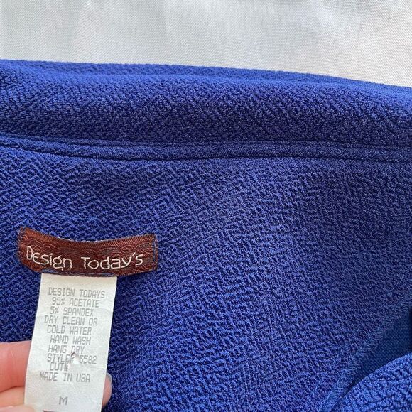 Design Today’s Cobalt Blue Pea Coat Big Button Lagenlook Jacket Size Medium - Picture 5 of 8